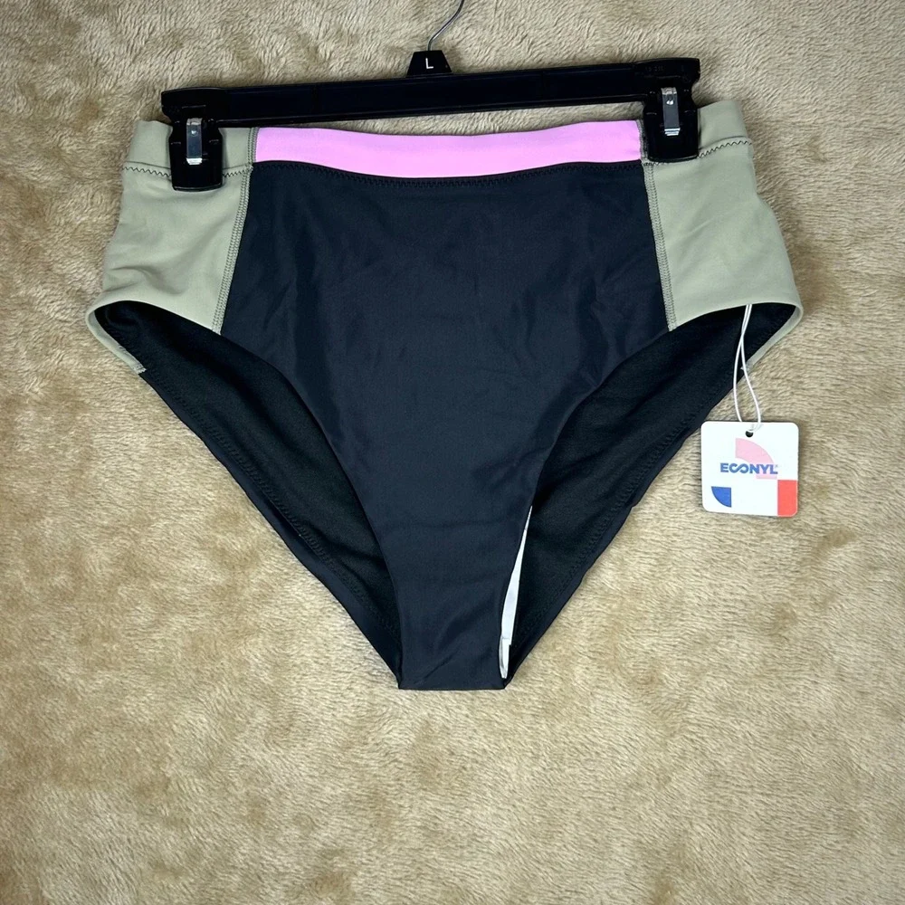 Lot of 3 Prana Baja Bound High Rise Bikini Bottom Rose Fire Colorblock Womens M